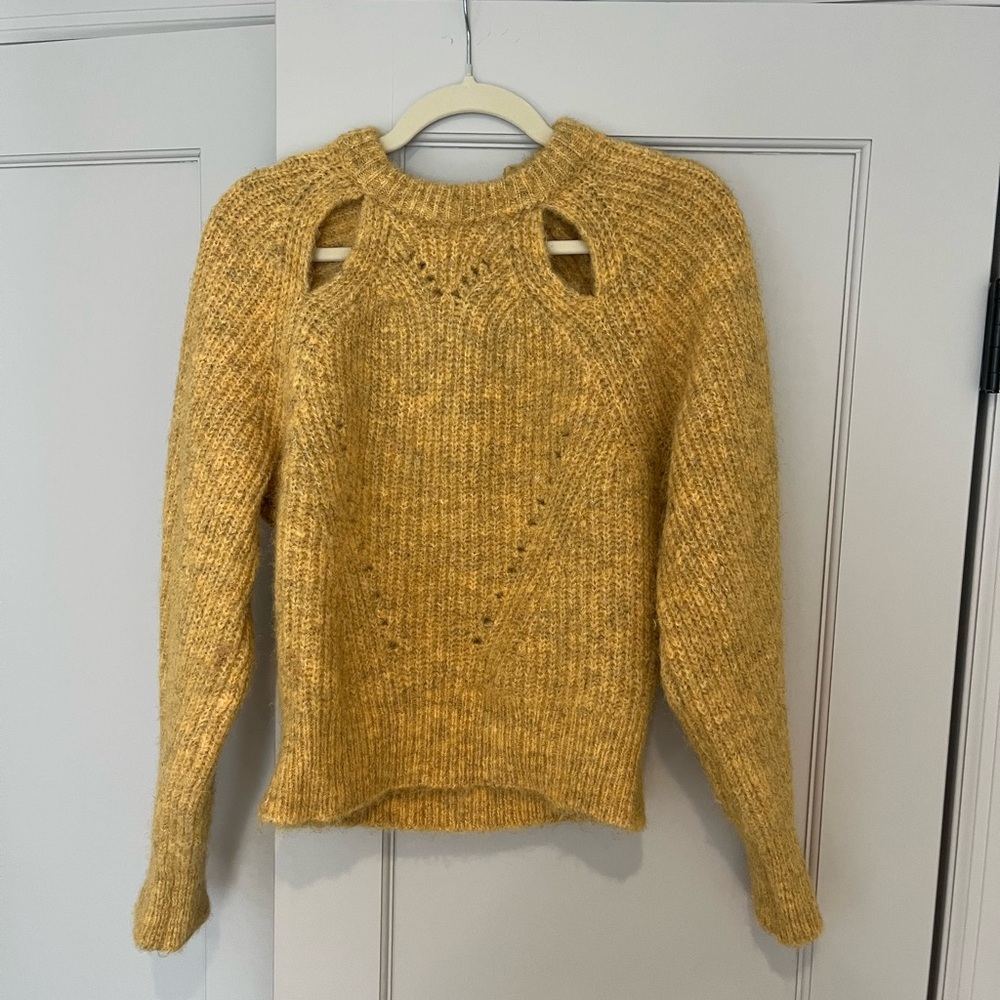 Astr Yellow Cut out Crew Neck Sweater